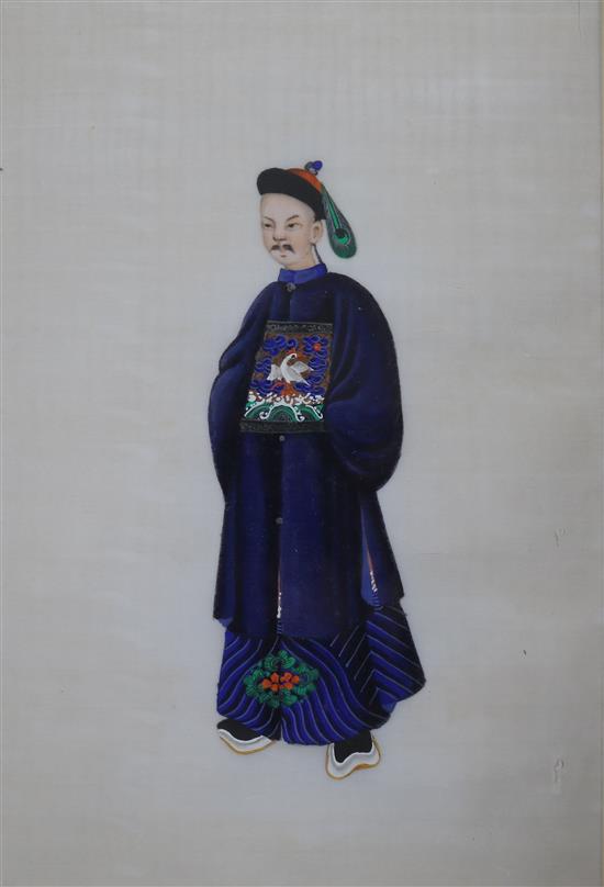 Chinese School Studies of courtiers and of birds largest 24 x 16cm and a Japanese woodblock print